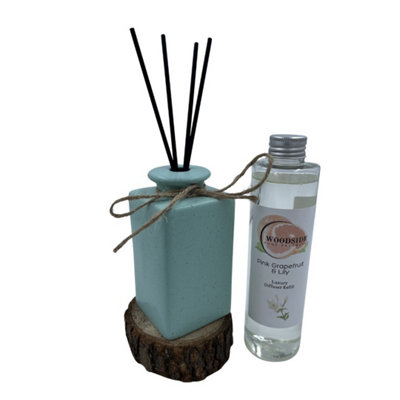 Woodside Pastel Green Ceramic Reed Diffuser Vase With Woodside Luxury RefillPink Grapefruit & Lily from B&Q