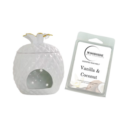Woodside Home Living Pineapple Shaped Wax Melt Burner With Free Wax MeltVanilla & Coconut from B&Q