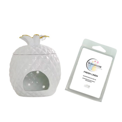 Woodside Home Living Pineapple Shaped Wax Melt Burner With Free Wax MeltFresh Linen from B&Q
