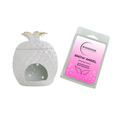 Woodside Home Living Pineapple Shaped Wax Melt Burner With Free Wax MeltSnow Angel from B&Q