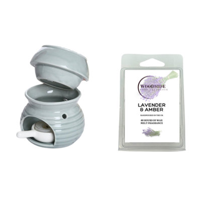 Grey Wax Melt Burner With Lavender & Amber Wax Melts from B&Q