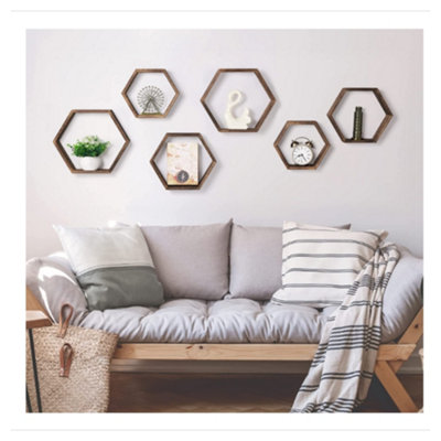 Woodside Home Living Honeycomb Hexagon ShelvesSet Of 6 Dw from B&Q