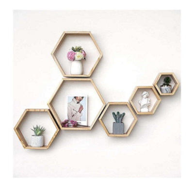 Woodside Home Living Honeycomb Hexagon ShelvesSet Of 6 Lw from B&Q