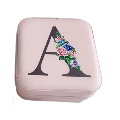  - Krystina's Collection Pink Travel Jewellery Box With Floral InitialLetter A