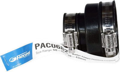 Flexseal (Fernco) Pac0682 Adaptor 60mm68mm To  38mm43mm Epdm Flexible Rubber Boot Plumbing Coupling Pipe Connector from B&Q