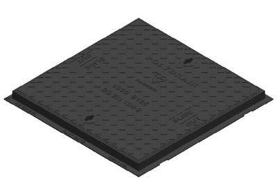B125 12.5 Tonne Ductile Iron Heavy Duty Manhole Cover 600mm X 600mm Rapid Slide Out Clear Opening 690mm X 690mm Including Frame from B&Q