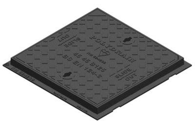 B125 12.5 Tonne Ductile Iron Heavy Duty Manhole Cover 450mm X 450mm Rapid Slide Out Clear Opening 540mm X 540mm Including Frame from B&Q