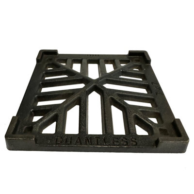 Thomas Dudley 7" X 7" 178mm X 178mm 13mm Thick Square Cast Iron Gully Grid Grate Heavy Duty Drain Cover Black Satin Finish. from B&Q
