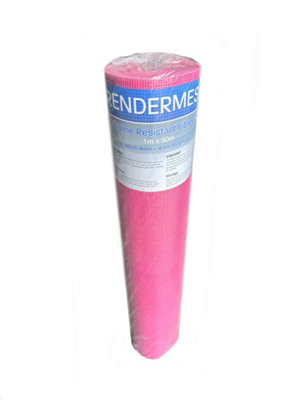 Pink Render Mesh Fiberglass 160G/m2 50M2 Coverage Alkaline Lime Stone Concrete Cement & Screed Rendering  Plastering Crack Repair from B&Q