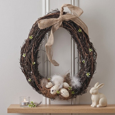 Garden Greatness Springtime Easter Egg Shaped Wreath from B&Q