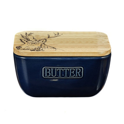 The Just Slate Company Stag Blue Butter Dish from B&Q