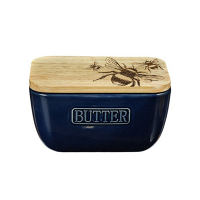The Just Slate Company Bee Blue Butter Dish from B&Q