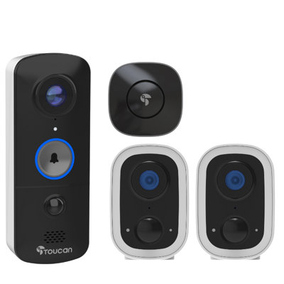 Toucan Smart Home Security Bundle: V3 Doorbell + 2x S4 Cameras, 32% Off