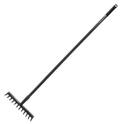 Garden Rake Steel Hardened Heavy-Duty For Hay Leaves Lawn Pebbles Removal Tool