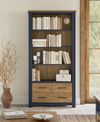 Baumhaus Splash Of BlueLarge Open Bookcase With Drawers from B&Q