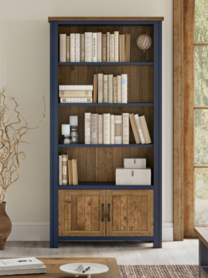 Baumhaus Splash Of BlueLarge Open Bookcase With Doors from B&Q