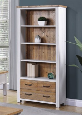 Baumhaus Splash Of WhiteLarge Open Bookcase With Drawers from B&Q