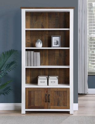 Baumhaus Splash Of WhiteLarge Open Bookcase With Doors from B&Q