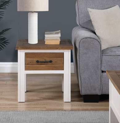 Baumhaus Splash Of WhiteLamp Table With Drawer from B&Q