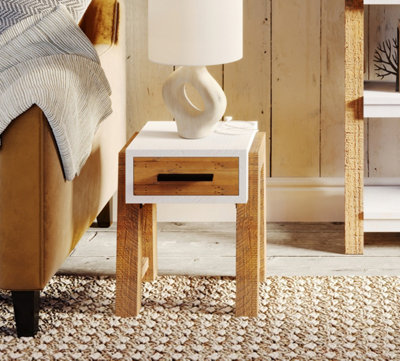 Baumhaus Trinity Reclaimed Open Side Table With One Drawer from B&Q
