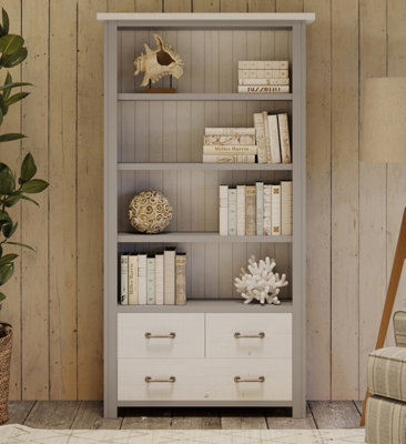 Baumhaus GreystoneLarge Open Bookcase With Drawers from B&Q