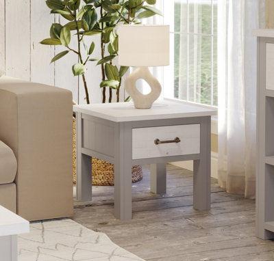 Baumhaus GreystoneLamp Table With Drawer from B&Q