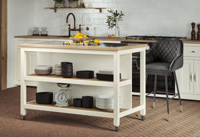 Baumhaus Kitchen Island (Cream) Open With Breakfast Bar from B&Q