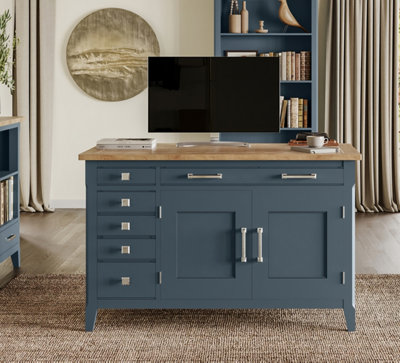 Baumhaus Signature Blue Hidden Home Office Desk from B&Q
