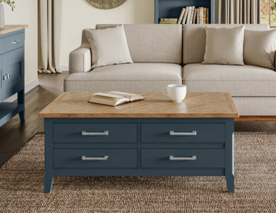 Baumhaus Signature Blue Coffee Table With Drawers & Hidden Storage Trunk from B&Q