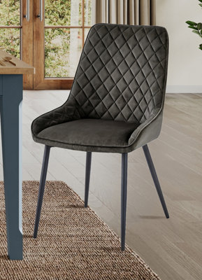 Baumhaus Signature Blue Dining ChairlGun Metal Grey (Pack Of Two) from B&Q