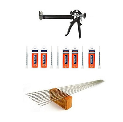 Tradewise Helical Crack Stitching Kit 110 X 6mm X 1Mtr Helical Bars5 Epoxy Resin 410Ml & 1 Resin Applicator from B&Q
