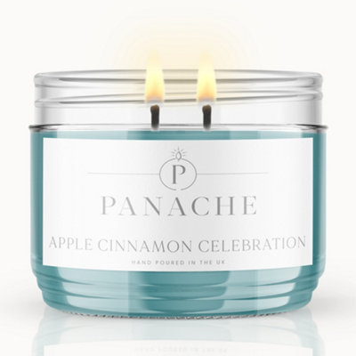 Panache Apple Cinnamon Celebration Scented CandleDouble WickFestive Fruity Spice Scent from B&Q