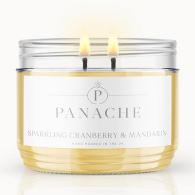 Panache Sparkling Cranberry & Mandarin Scented CandleDouble WickFestive Citrus Scent from B&Q