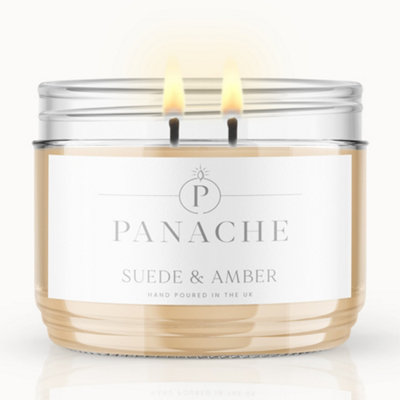 Panache Suede & Amber Scented CandleDouble WickSmooth Warm Scent from B&Q