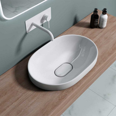 Durovin Bathrooms Ceramic Self Rimming Inset Bathroom Sink 600mm from B&Q