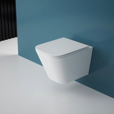Durovin Bathrooms Ceramic Rimless Wall Hung Square Toilet Include Wc Pan With Quick Release Soft Close Seat from B&Q