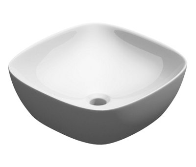 Durovin Bathrooms Durovin 405 X 405 X 135mm Countertop Square Ceramic Bathroom Basin from B&Q