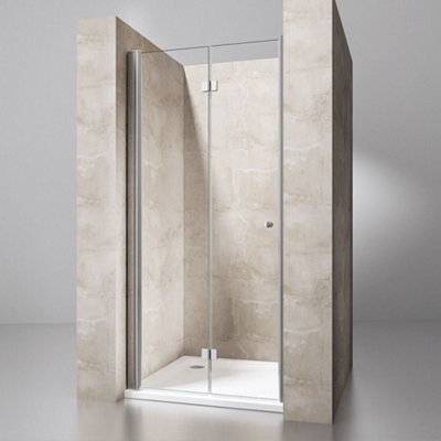 Durovin Bathrooms 800X1900mm(Wxh) Frameless Bifolding Shower DoorWide Entry Space6mm Tempered Glass from B&Q