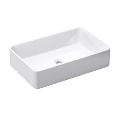 B&Q -  Ceramic Countertop Bathroom Basin-Rectangular Washing Bowl Upright Wall Flat Bottom(580 X 380 X 130mm)