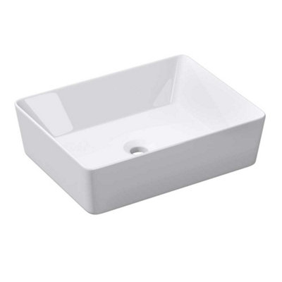 Durovin Bathrooms Ceramic Bathroom BasinCountertop Sink VesselRectangular Washing Bowl Thin Rim(485 X 375 X 135mm) from B&Q