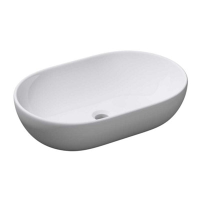 B&Q -  Ceramic Bathroom BasinCountertop Sink VesselNo Faucet HoleOval Washing Bowl (620 X 420 X150mm)