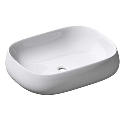 B&Q -  Ceramic Bathroom BasinCountertop Sink Rectangular Washing Bowl Curved Wall (560 X 440 X 155mm)