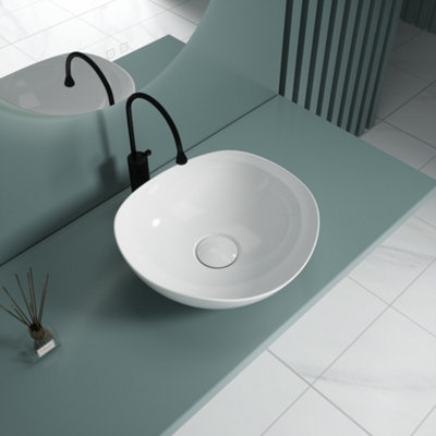 Durovin Bathrooms Ceramic Bathroom BasinCountertop Sink Round Vessel Sink420 X 380mm (Wxd) from B&Q