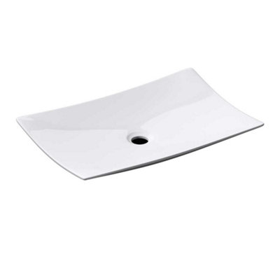 Durovin Bathrooms Ceramic Bathroom BasinCountertop Sink Modern Rectangular Vessel Sink600 X 395mm (Wxd) from B&Q
