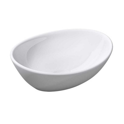 Durovin Bathrooms Ceramic Bathroom BasinCountertop Sink VesselOval Washing Bowl Sloping Wall (410 X 330 X 140mm) from B&Q