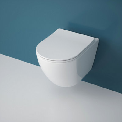 Durovin Bathrooms Ceramic Modern Streamline Wall Hung Rimless Toilet Include Wc Pan With Soft Close Seat-365 X 540 X 330mm(Wxdxh) from B&Q