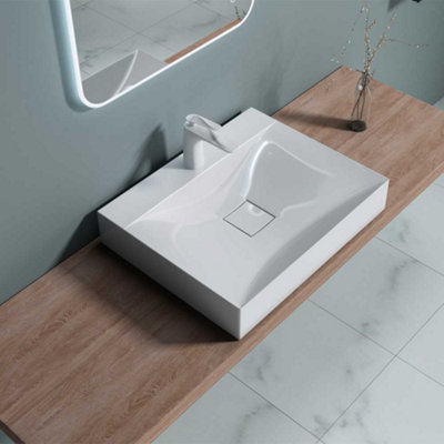Durovin Bathrooms Luxurious Stone Resin Bathroom BasinWall Hung Or Countertop Mount Bathroom SinkWidth 600mm from B&Q