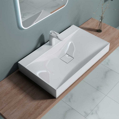 Durovin Bathrooms Luxurious Stone Resin Bathroom BasinWall Hung Or Countertop Mount Bathroom SinkWidth 800mm from B&Q