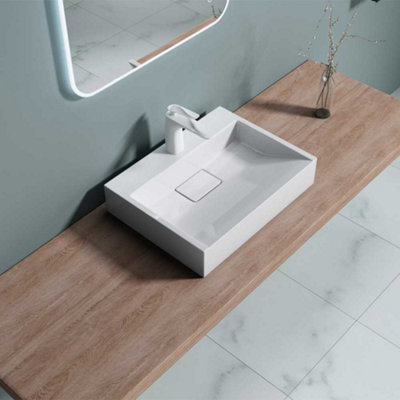 Durovin Bathrooms Luxurious Cast Stone Resin Bathroom BasinWall Hung Or Countertop Basin Sink500 X 380mm (Wxd) from B&Q