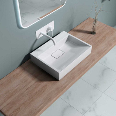 Durovin Bathrooms Luxurious Cast Stone Resin Bathroom BasinWall Hung Or Countertop Basin Sink 500 X 380mm (Wxd) from B&Q